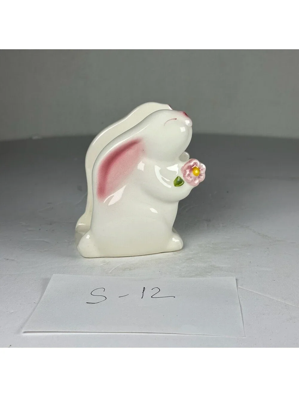 Vintage Ceramic Bunny Rabbit Napkin Holder Floral Design Made in Brazil S-12